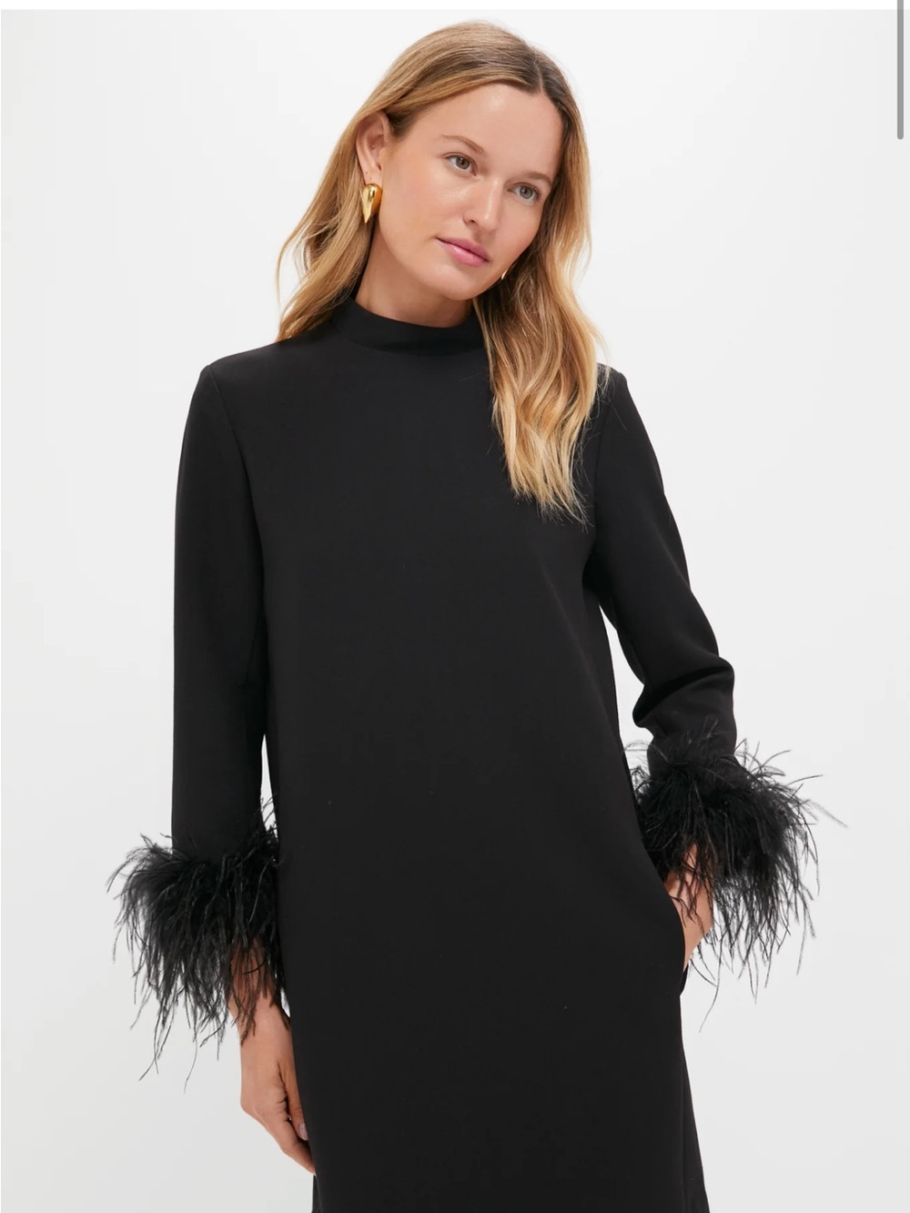 Tuckernuck Black Feather-Cuff Mock Neck Mini Dress - Picture 5 of 8